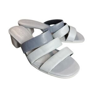 Camper Gray Blue Leather Katie Block Heel Sandals - 36 / US 6